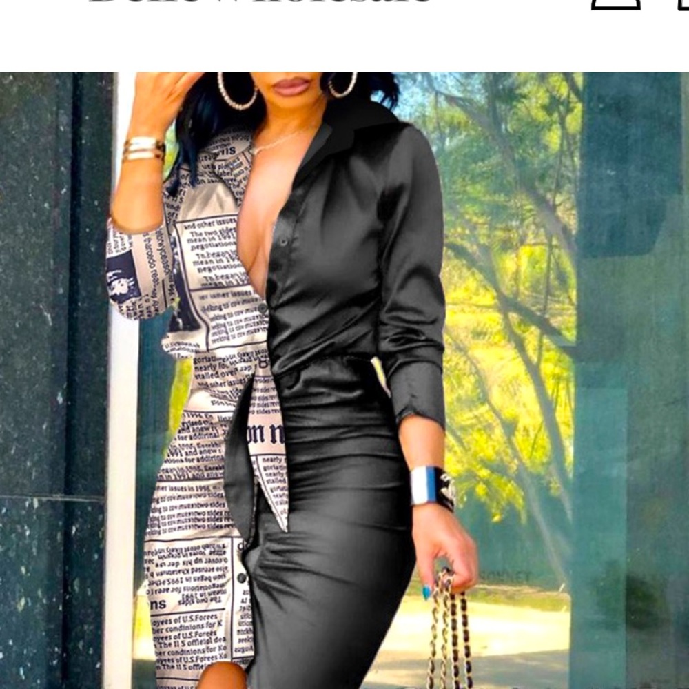 Patchwork satin shirtdress